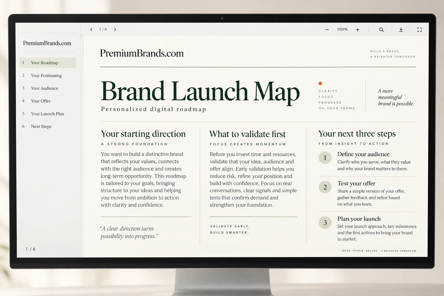 Example digital Brand Launch Map report on screen
