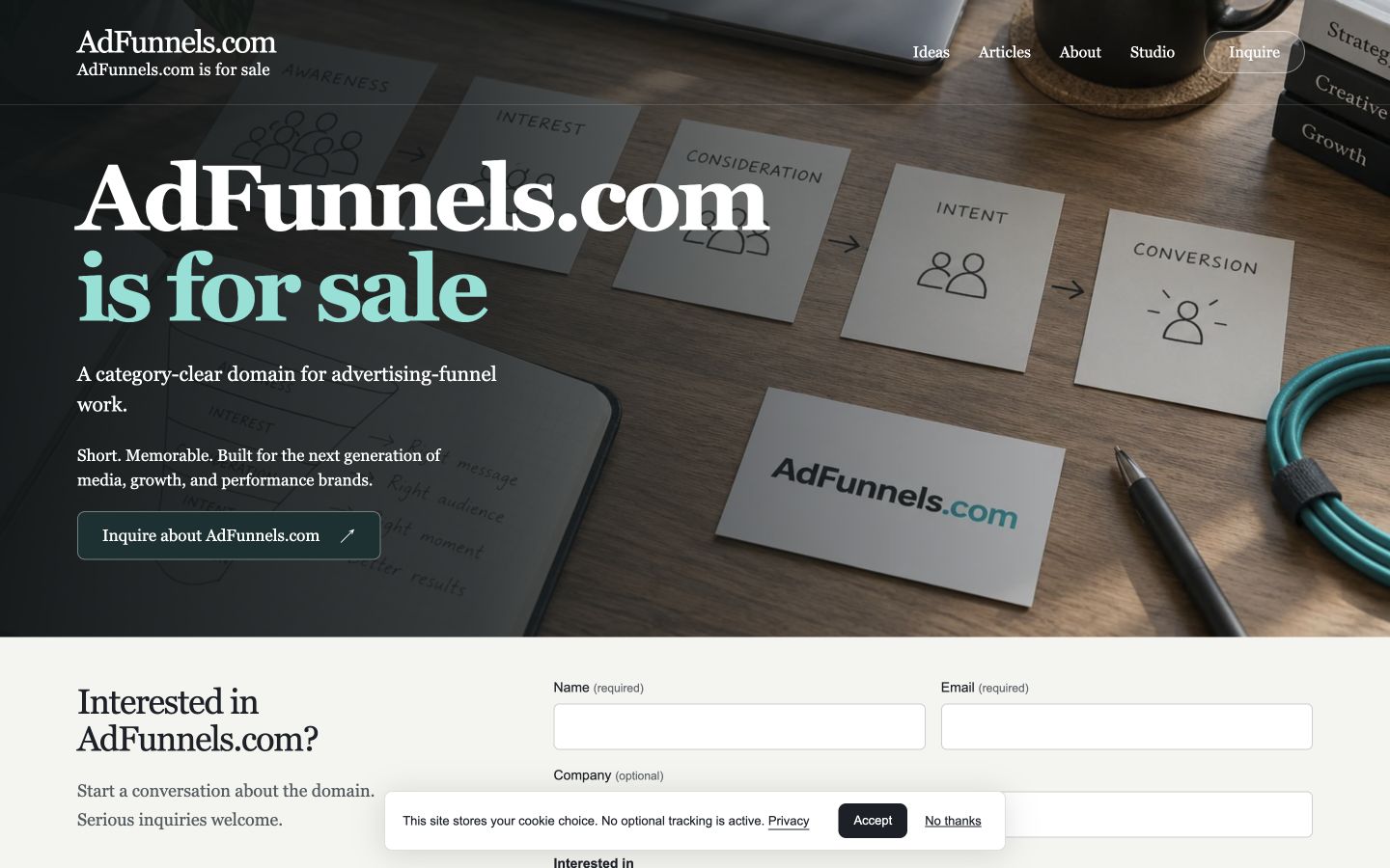 Screenshot of the actual AdFunnels.com homepage