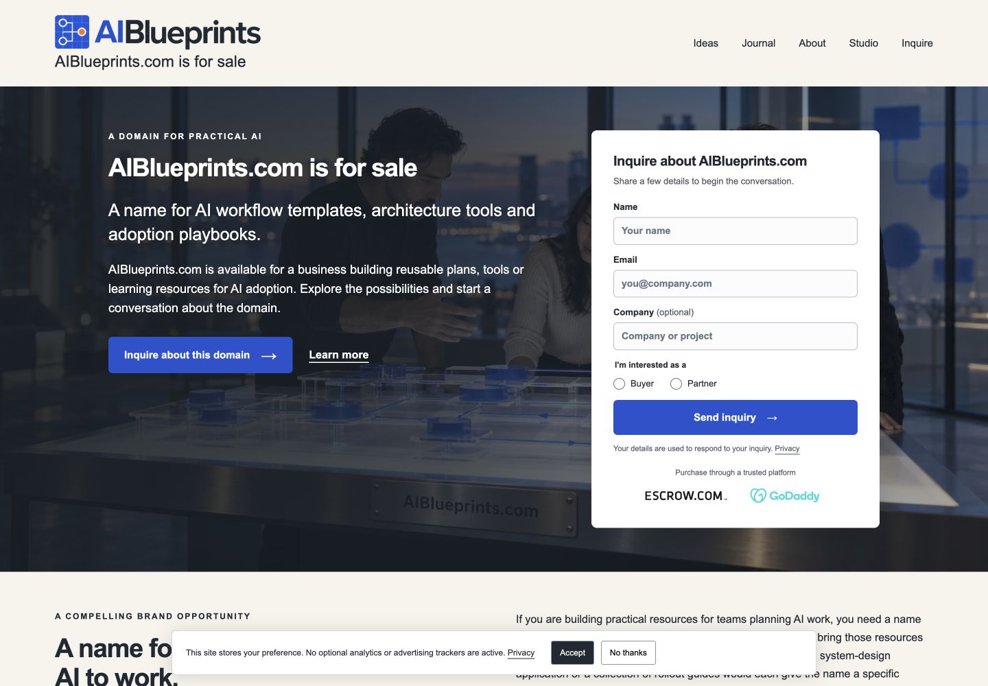 AIBlueprints.com current website preview