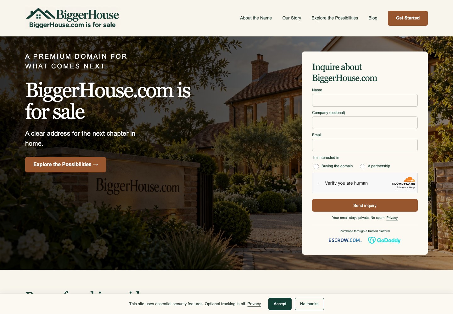 BiggerHouse.com current website preview