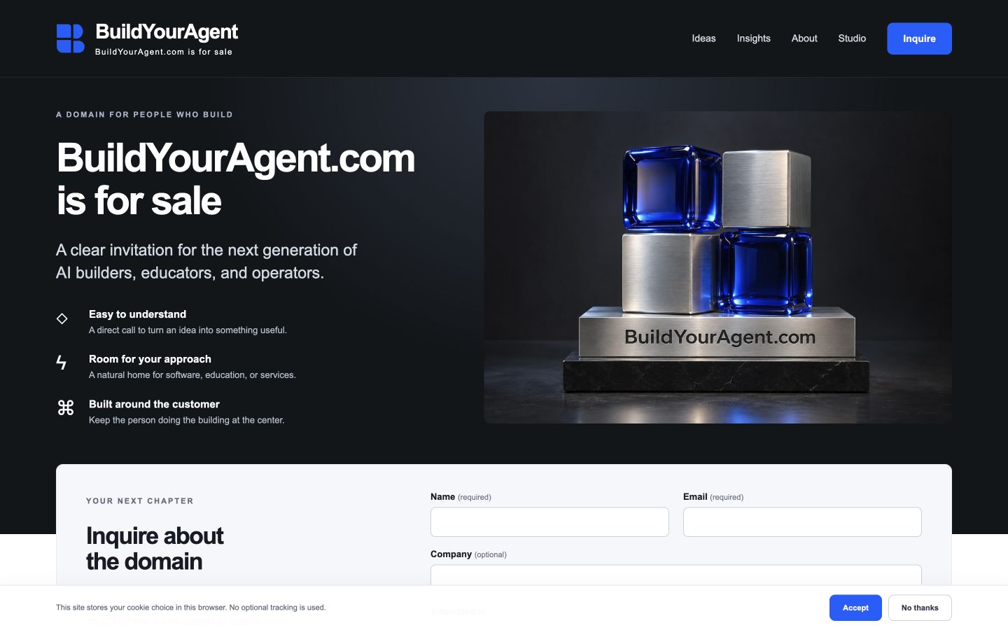 Screenshot of the actual BuildYourAgent.com homepage