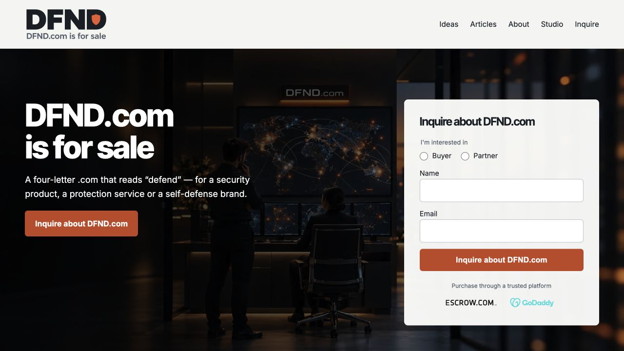 DFND.com current website preview