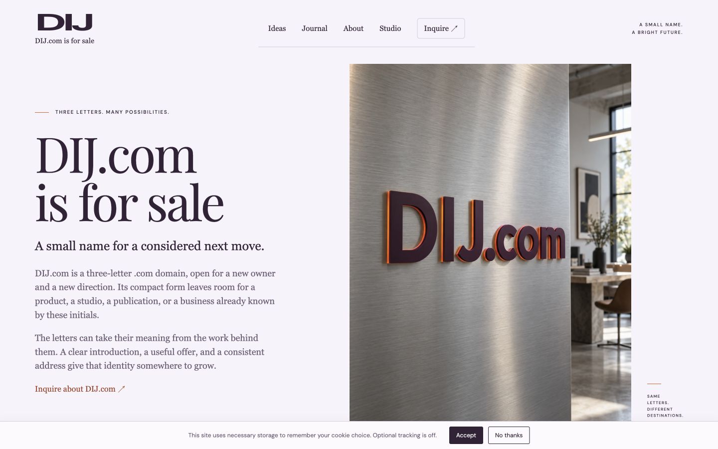 Screenshot of the actual DIJ.com homepage