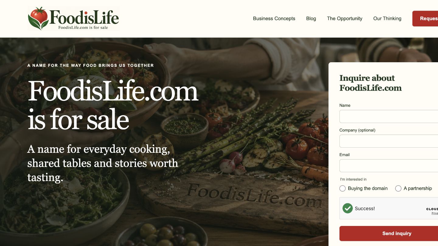 FoodisLife.com current website preview