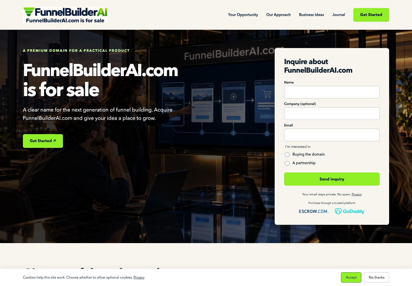 FunnelBuilderAI.com current website preview