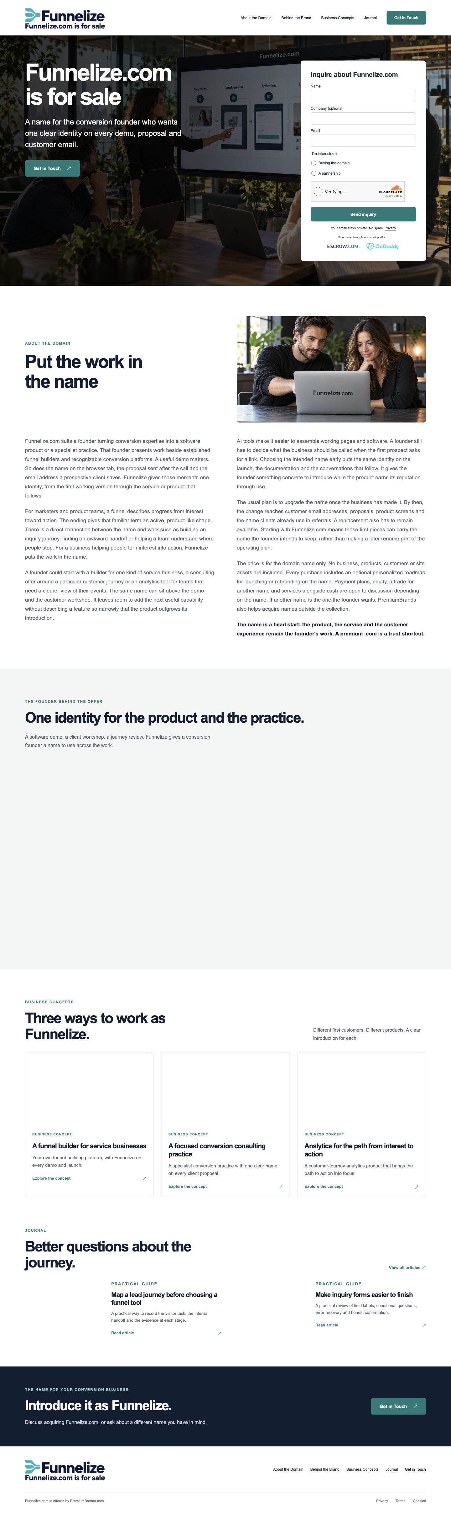 Funnelize.com current website preview