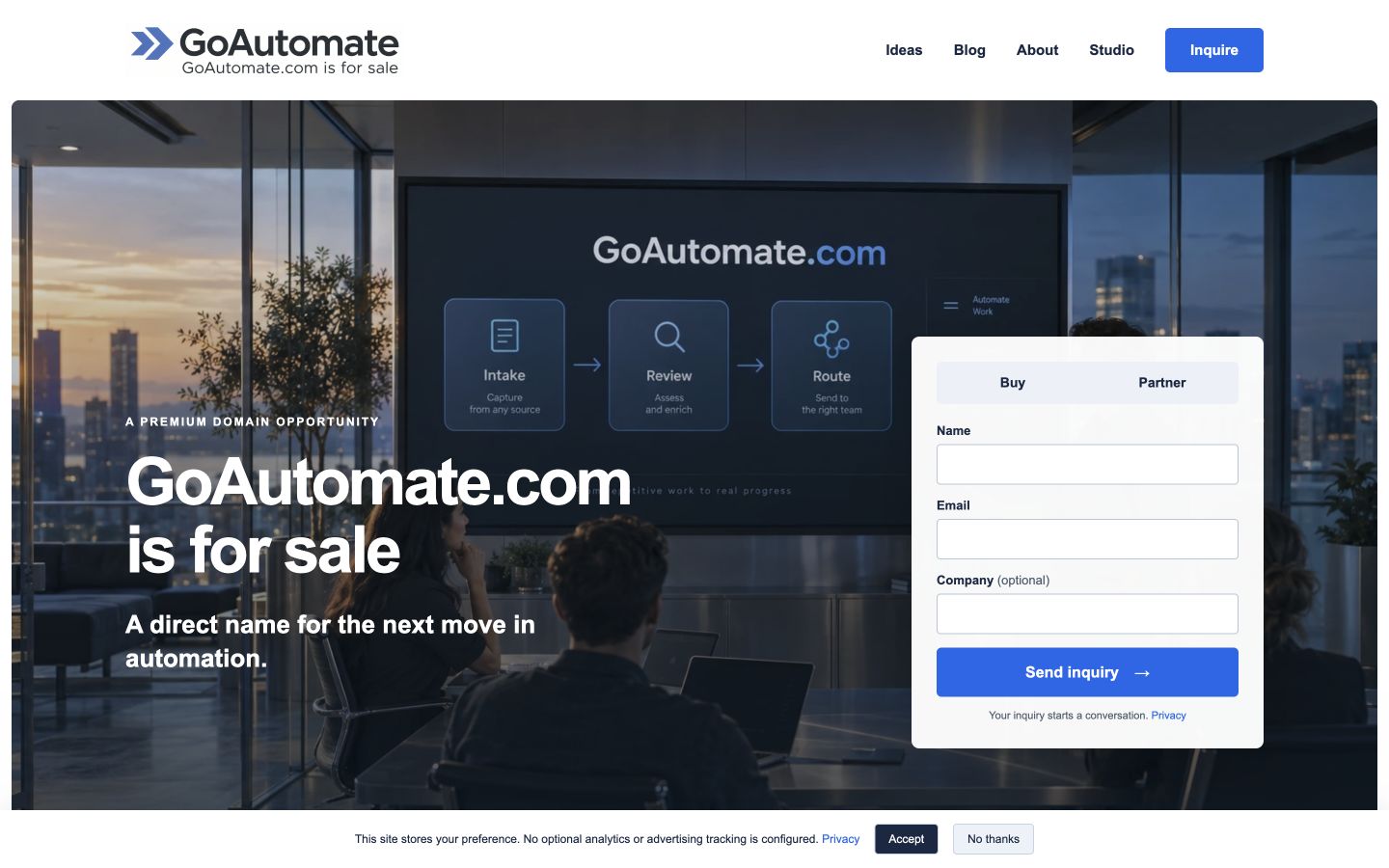 Screenshot of the actual GoAutomate.com homepage