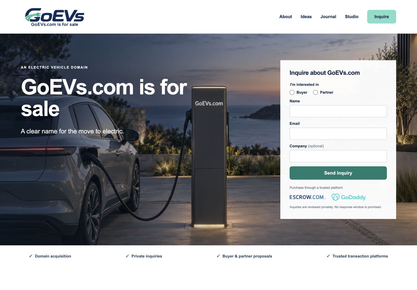 GoEVs.com current website preview