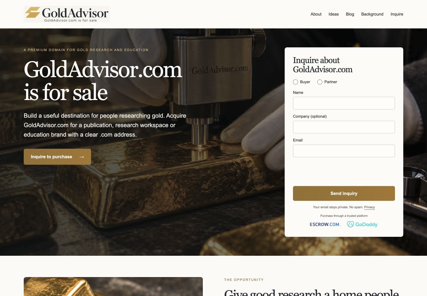 GoldAdvisor.com current website preview