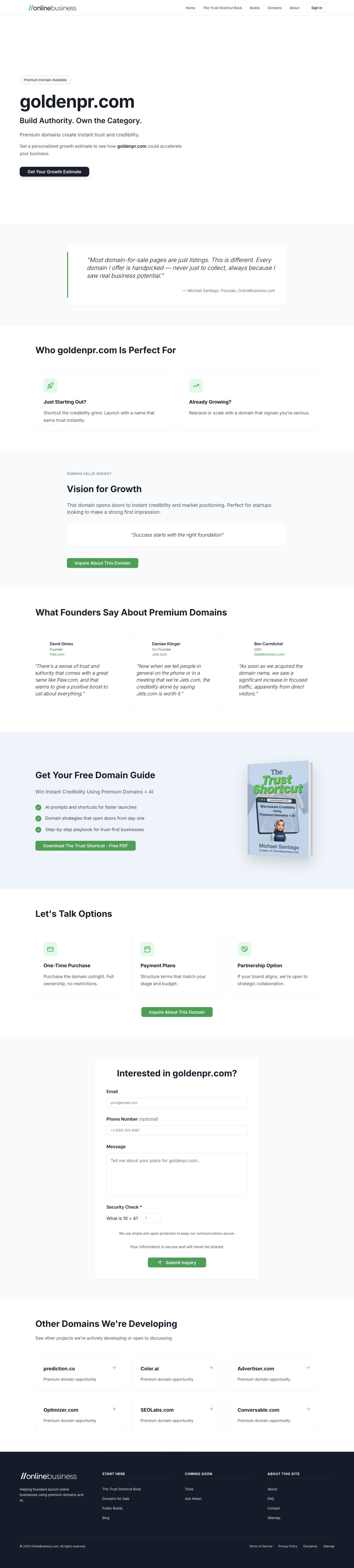 GoldenPR.com current website preview