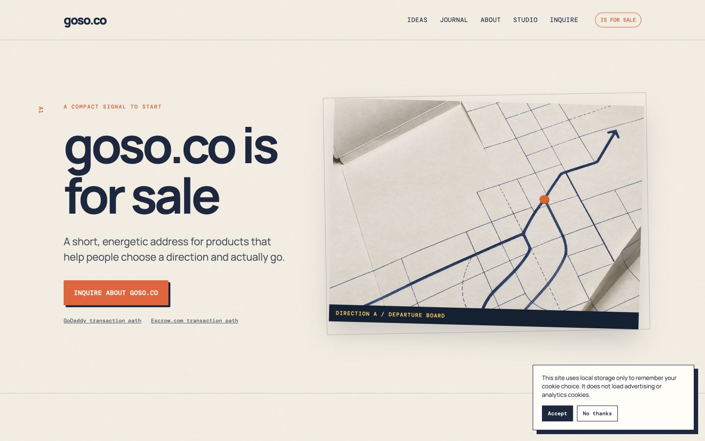 Screenshot of the actual Goso.co homepage