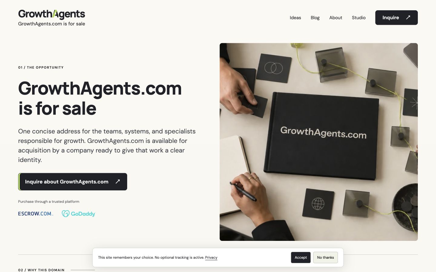 Screenshot of the actual GrowthAgents.com homepage