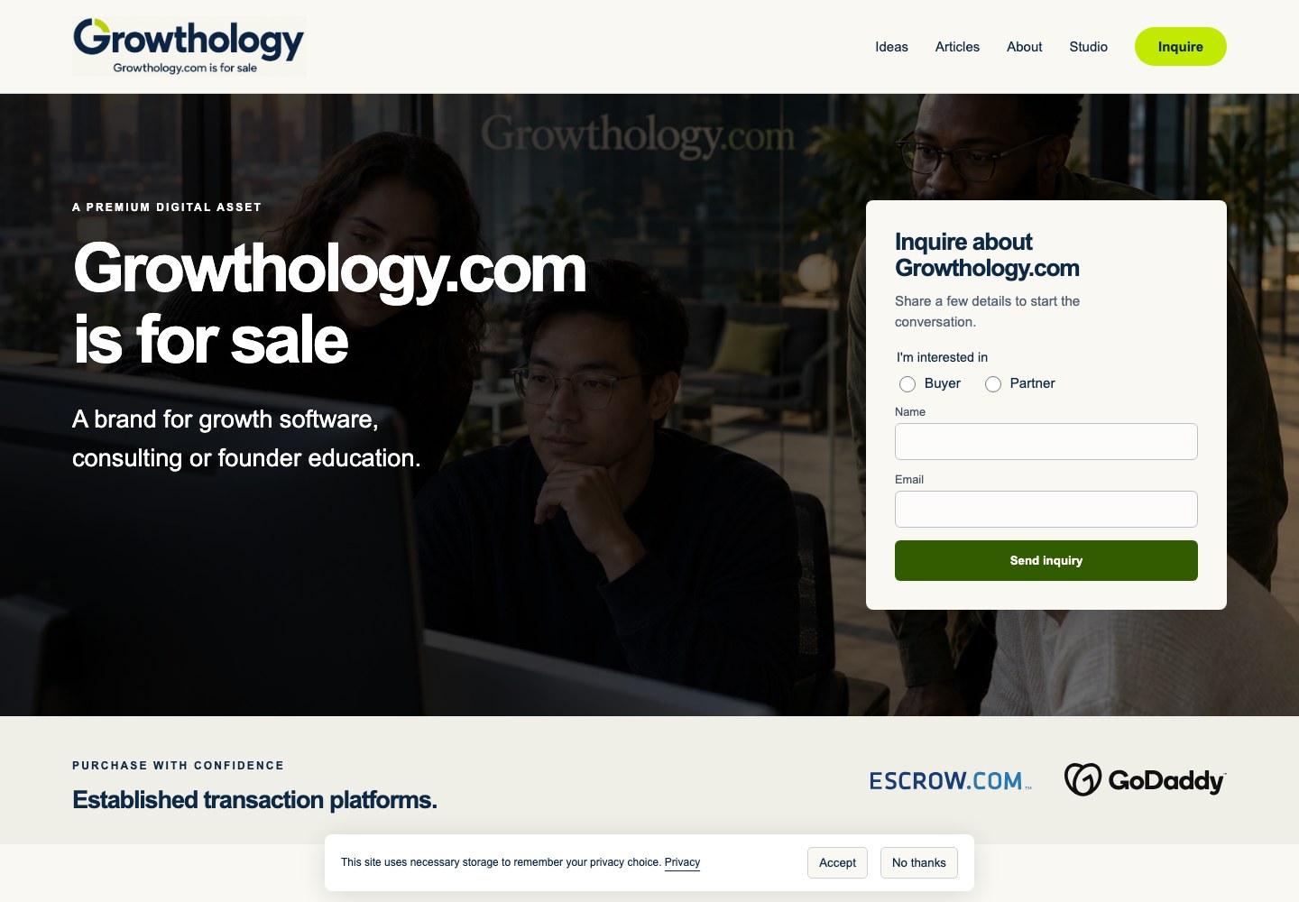 Growthology.com current website preview