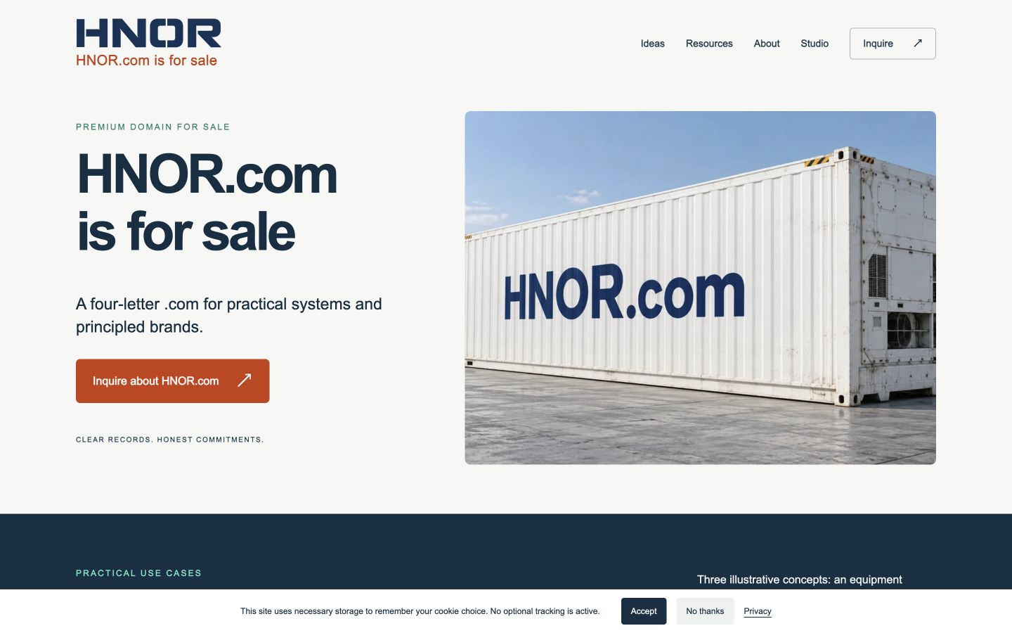 Screenshot of the actual HNOR.com homepage