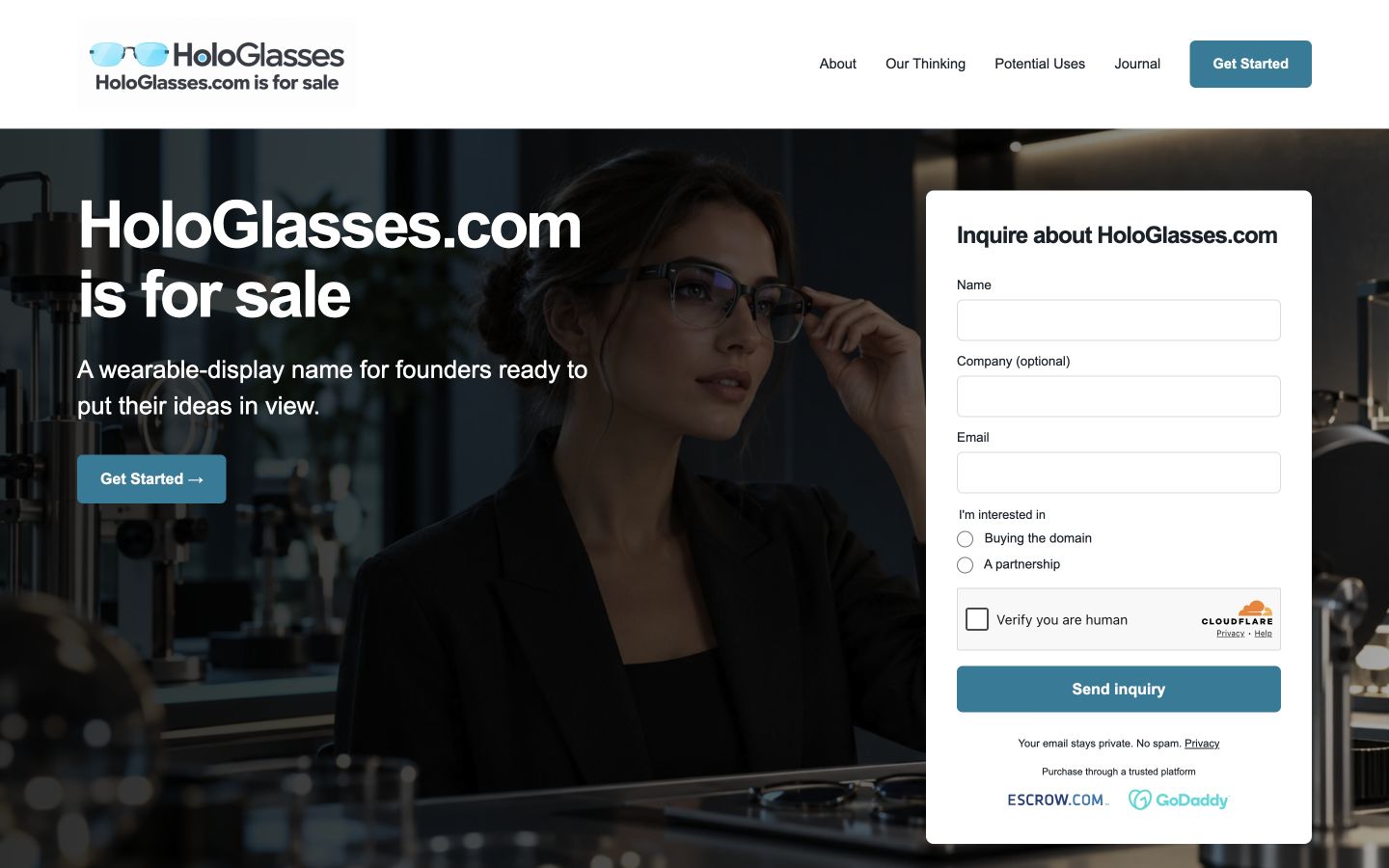 HoloGlasses.com homepage screenshot
