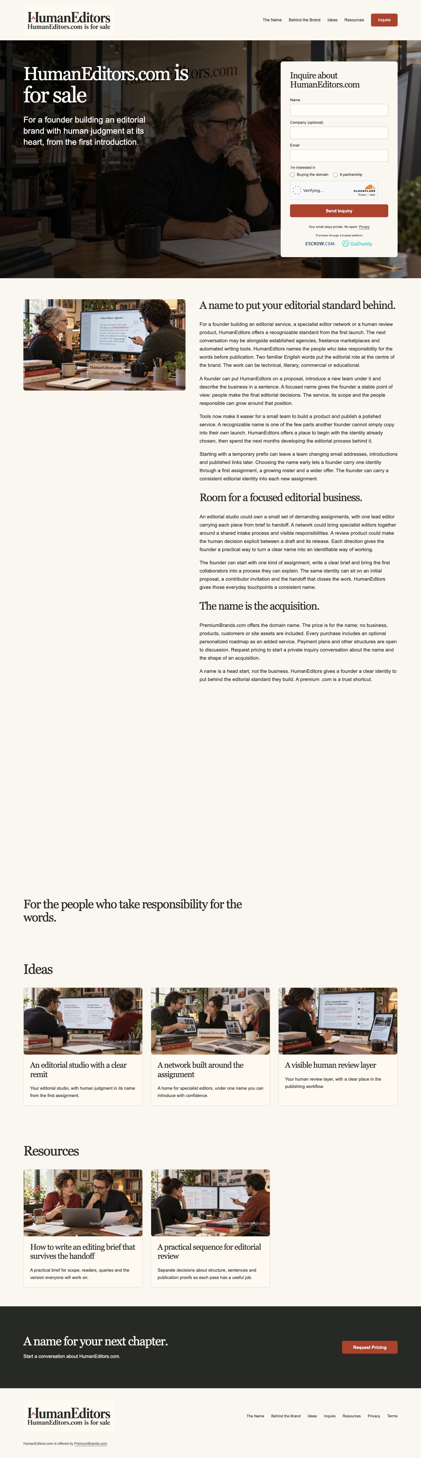 HumanEditors.com current website preview