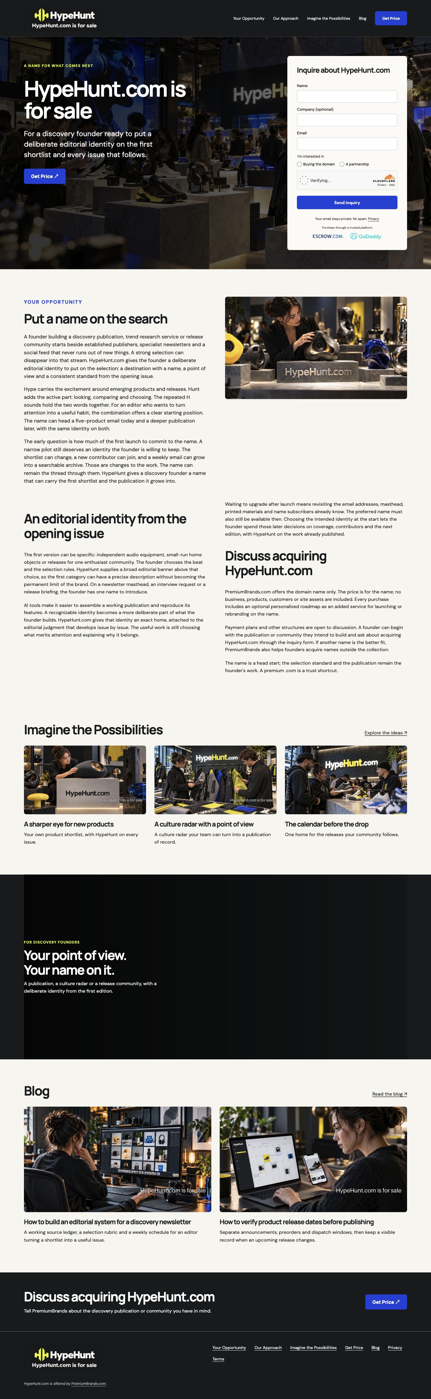 HypeHunt.com current website preview
