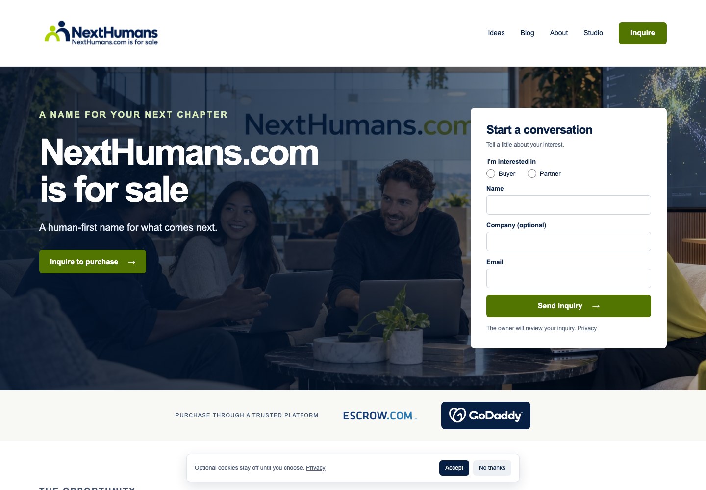 NextHumans.com current website preview