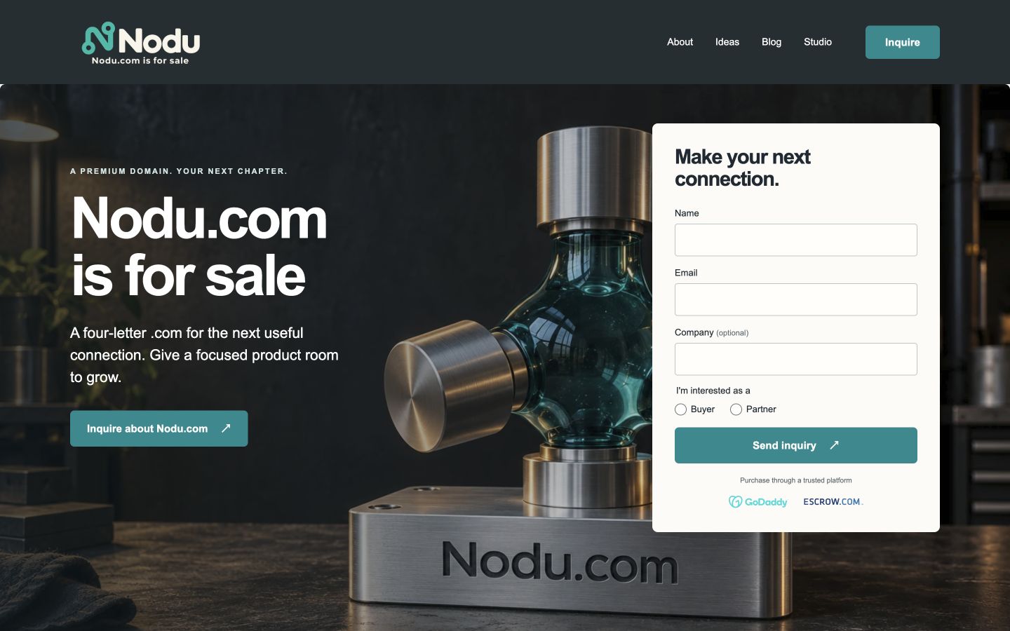 Screenshot of the actual Nodu.com homepage