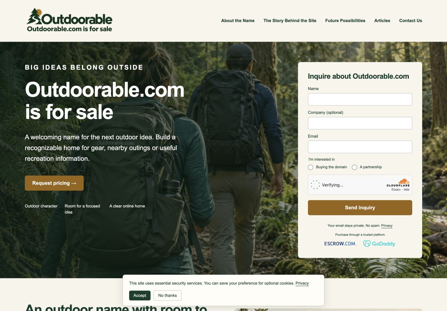 Outdoorable.com current website preview
