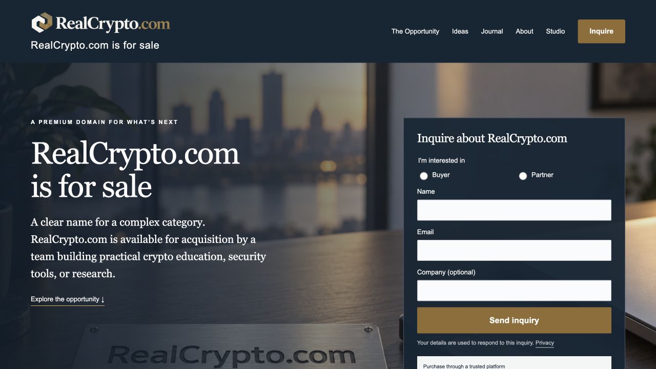 RealCrypto.com current website preview