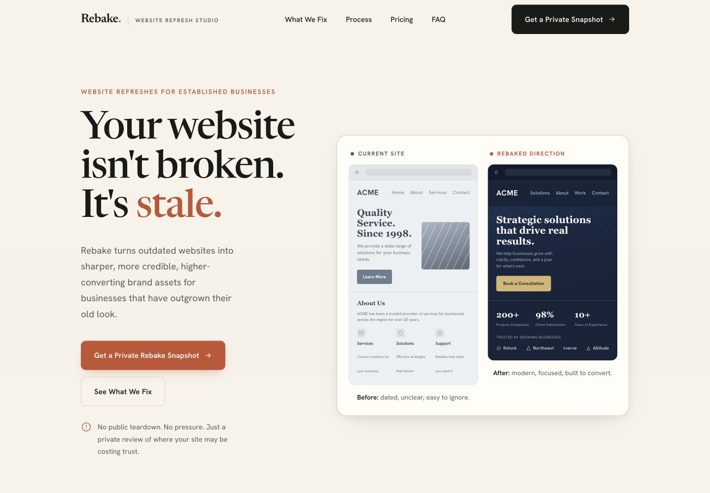 Rebake.com current website preview