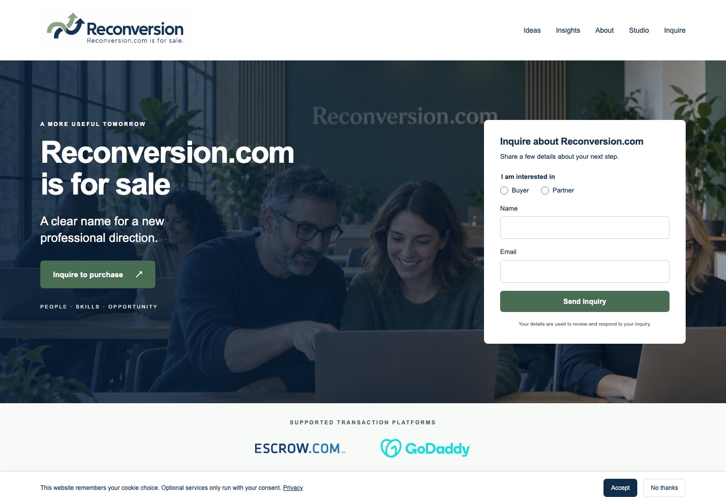 Reconversion.com current website preview