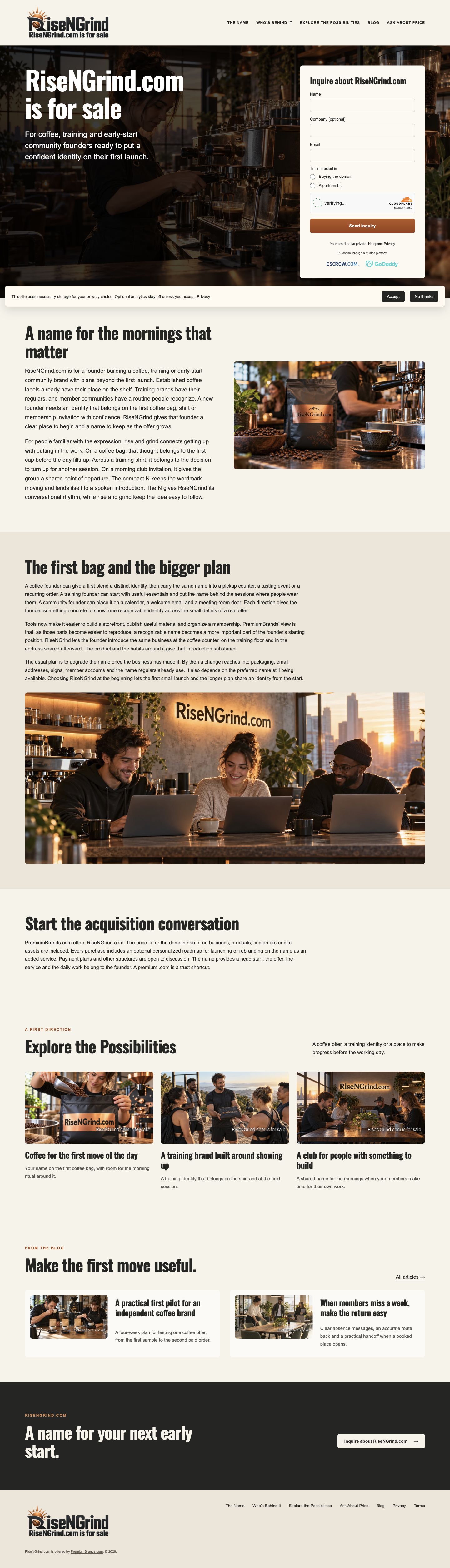 RiseNGrind.com current website preview