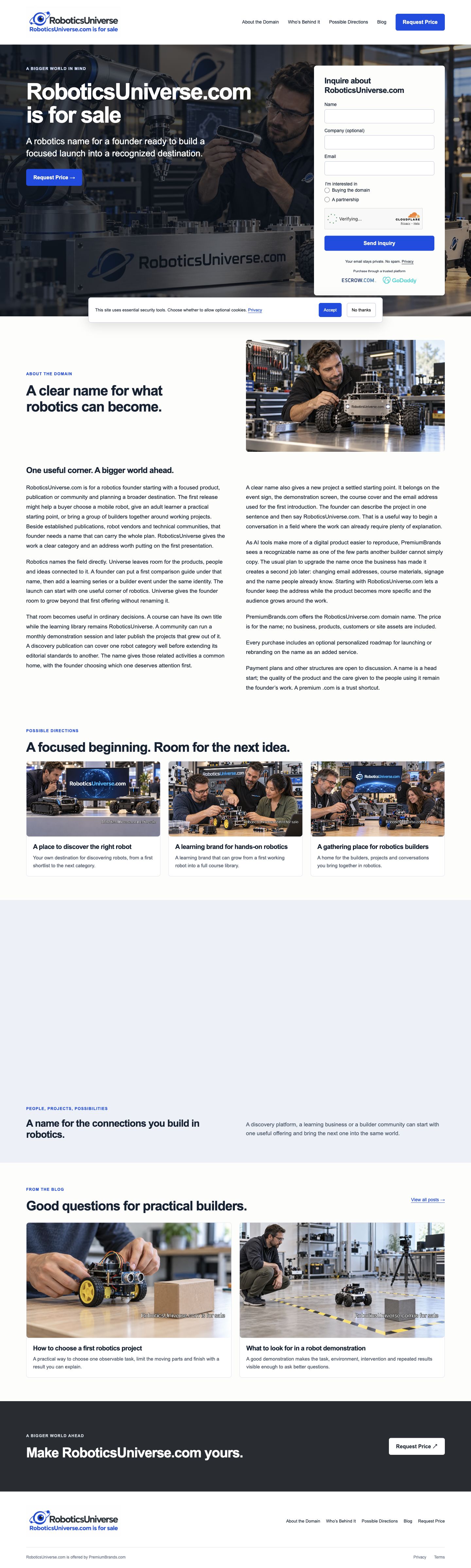 RoboticsUniverse.com current website preview