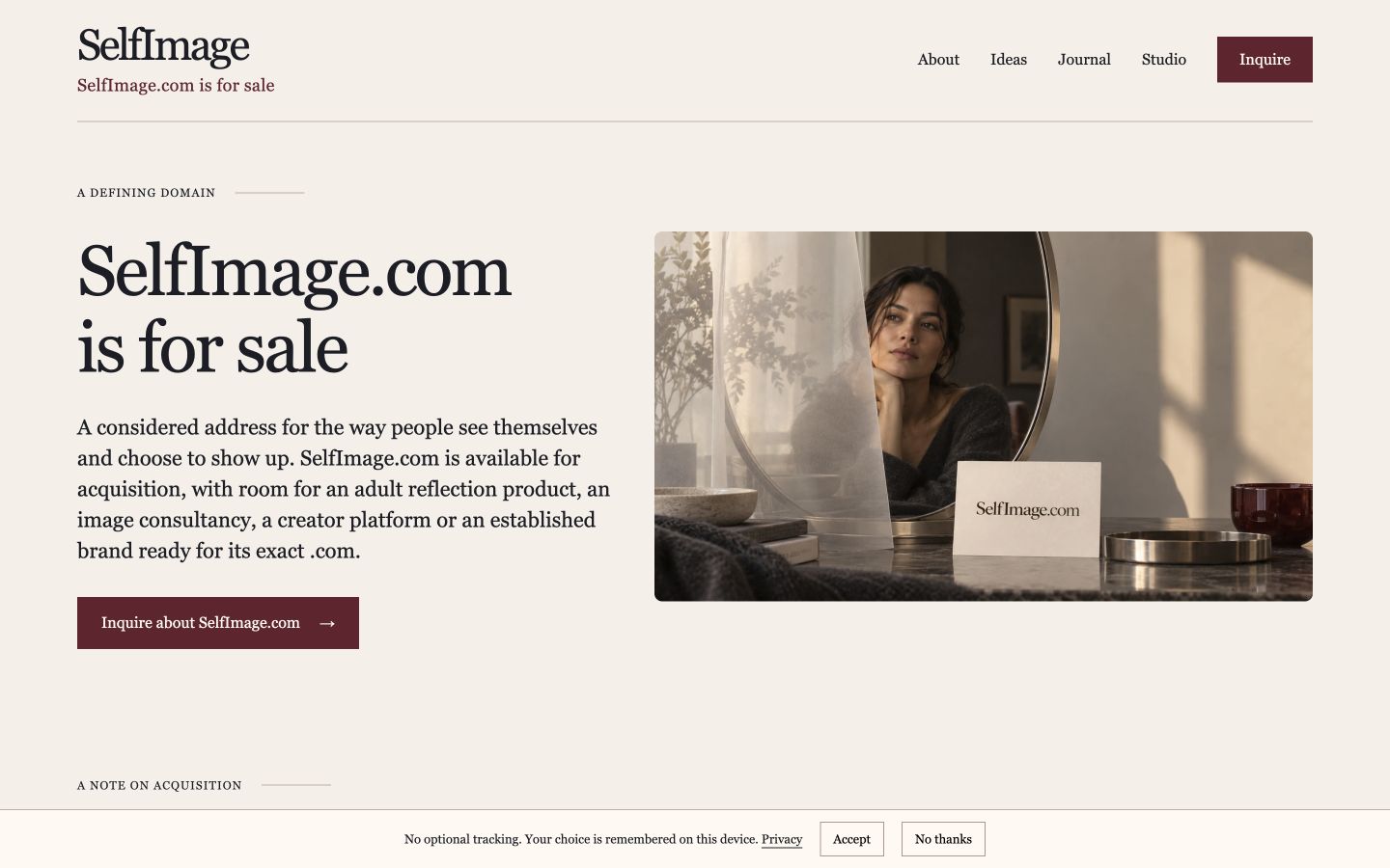 Screenshot of the actual SelfImage.com homepage