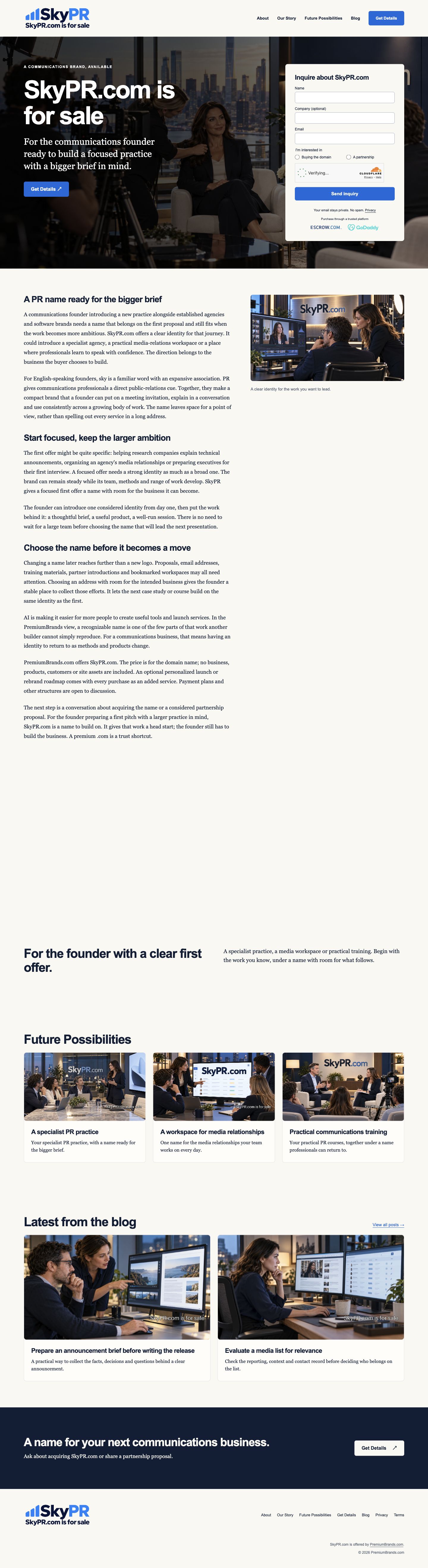 SkyPR.com current website preview