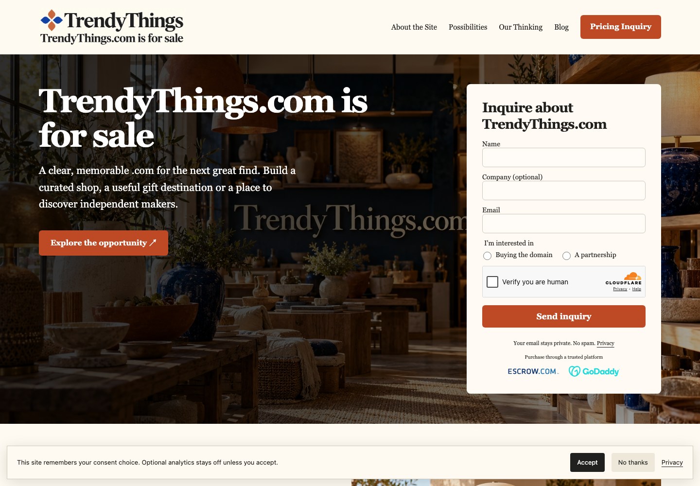 TrendyThings.com current website preview