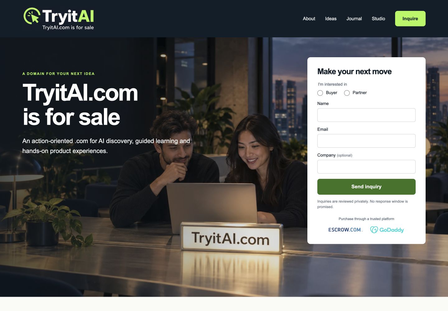 TryitAI.com current website preview